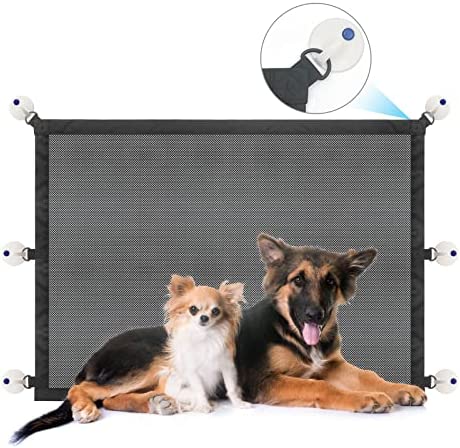 Mesh Dog Gate - Magic Pet Gate 39''W x 28''H Retractable Dog Gates - Portable Folding Pet Gate Safety Fence and Easy Install for The House Stairs
