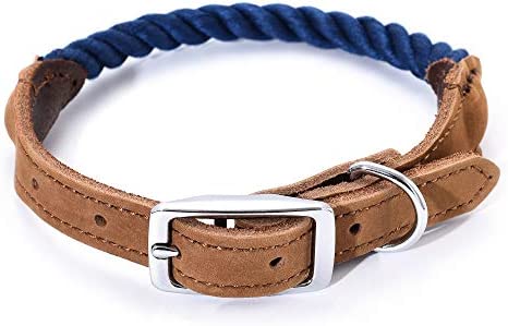 Mile High Life | Genuine Leather Dog Collar | Stainless Steel Pin Buckle Ring Dog Collar | Soft and Strong Poly Cotton Fabric | Variety Colors