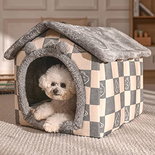 Moonase Indoor Dog House, Foldable Warm Dog House Kennel Bed Mat with Removable Cushion for Small Medium Large Dogs Cats, Winter Cat Nest Puppy Cave