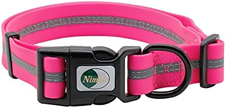 NIMBLE Dog Collar Waterproof Pet Collars Anti-Odor, Adjustable, Reflective, Durable PVC Coated Nylon Basic Dog Collars 9 Colors in Size S/M/L