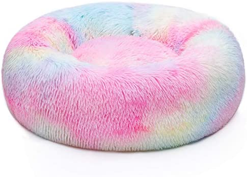 Neekor Cat Dog Beds, Soft Plush Donut Pet Bedding Winter Warm Sleeping Round Fluffy Pet Calming Bed Cuddler for Puppy Dogs/Cats, Size: Small/Medium/Large/X Large
