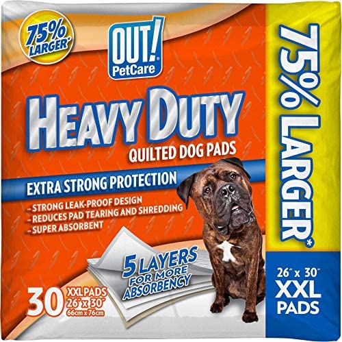 OUT! Heavy Duty XXL Dog Pads | Absorbent Pet Training and Puppy Pads | 30 Pads | 26 x 30 Inches