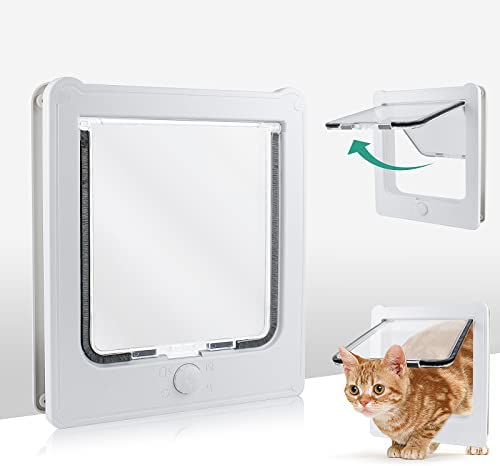 PETLESO Cat Door for Exterior Door, Small Dog Door for Wall with 4 Locks Way, Magnetic Closure Interior Pet Door for Cats