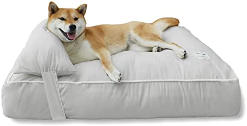 Patas Lague Orthopedic Dog Bed 24x18x4/30x20x5/36x25x6IN with Bolster/Pillow for Small Medium Large Dogs, Anti-Slip Pet Bed Mat, Soft Dog Cat Crate Bed with Removable Washable Cover