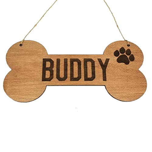 Personalized Dog Bone Dog House Wooden Sign Decor Custom Name with Paw