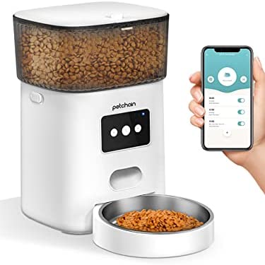 Petchain Automatic Cat Feeder, 4L WiFi Pet Food Dispenser for Cats and Dogs APP Control Auto Pet Feeder Up to 20 Portions15 Meals per Day, Low Food Alarm and 10s Voice Recorder for Pet