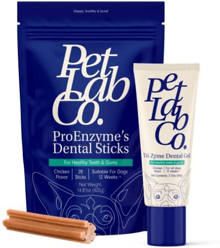 Petlab Co. ProEnzyme Dental Kit – A Dog Toothpaste & Dog Dental Stick for Daily Dog Dental Care - Helps Maintain Fresh Dog Breath, Healthy Teeth, Supports Healthy Bacteria Levels - Packaging May Vary