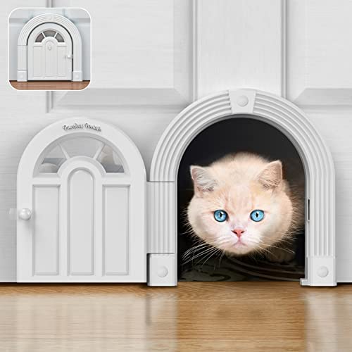 Purrfect Portal Cat Door - Meow Manor Extra Large Pet Door, 7.94 x 9.64” No-Flap Cat Door Interior Door for Cats 20 lbs and Above, Easy DIY Setup, Secured Installation in Minutes, No Training Needed