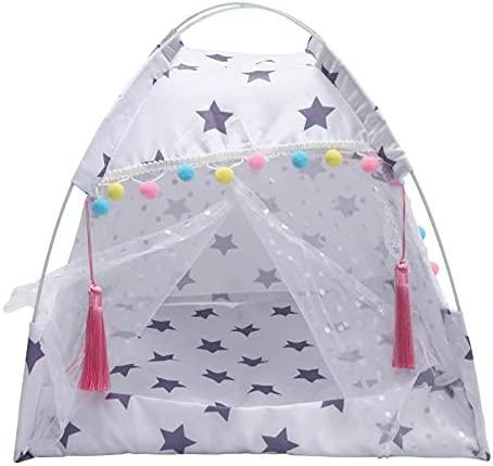 STOBOK Dog Teepee Bed Cat Tent Portable Pet Dog Tent Indoor Dog House Puppy Dog Bed Accessories Pet Houses for Puppy Cat Small Dogs M