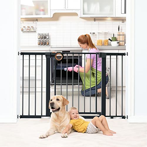 SYCYH Baby Gate for Stairs and Doorways 29.93" to 51.5" Extra Wide Safety Baby Gate with Door, Auto-Close Safety Pet Dog Gates for The House