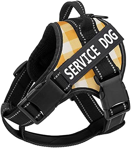 Service Dog Harness, No Pull Dog Harnesses with Handle - Breathable and Easy Adjust Dog Walking Vest for Small Medium Large Dogs - No More Pulling, Tugging or Choking (with 2 Removable Patches)