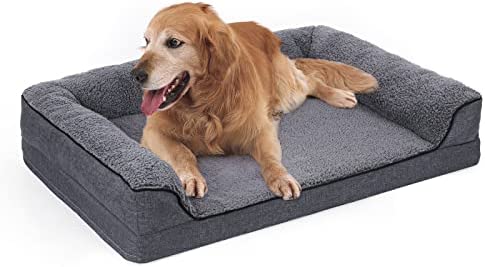 Sivomens Dog Bed, Bolster Washable Dog Beds for Large Dogs, 7 Inch Thicken Orthopedic Sofa Foam Couch Bed with Removable Cover & Nonskid Bottom, Pet Beds for Medium&Small Dogs