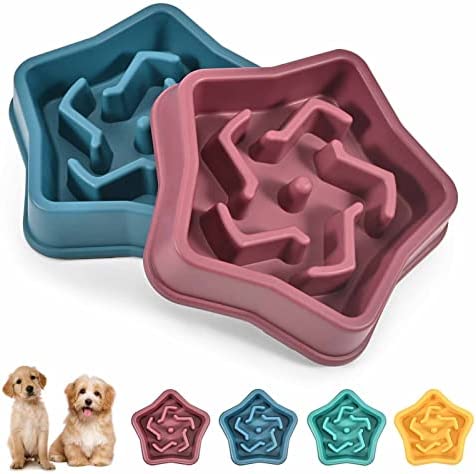 Slow Feeder, Non Slip Dog Bowl, Fun Puzzle Feeding Bowls, Eco-Friendly Non-Toxic, Preventing Choking Healthy Design Pet Eat Feeders, Stop Bloat for Fast Eaters-by BRILLIRARE