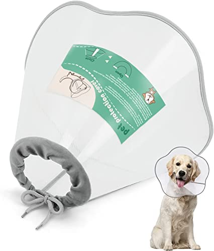 Supet Dog Cone Adjustable Pet Recovery Collar Dog Surgery Cone Protective Dog Cone Collar for Large Small Dogs After Surgery, Plastic Dog Cats Neck Cone of Shame E-Collar Anti-Bite Lick Wound Healing