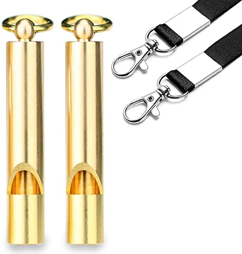VINTOMA 2 x Vintage Brass Dog Whistle with Lanyard, High-pitched Brass Whistle for Training Dog