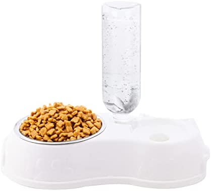 WYBG Detachable Cat Food and Water Bowls Set with Stainless Steel Food Bowl and Automatic Drinking Water Dispenser for Kittens Cats Small Dogs Feeding and Watering Supplies Bowls