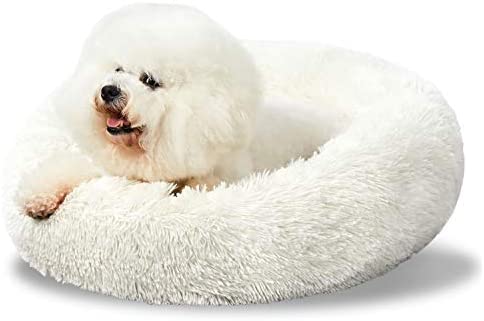 Washable Dog Round Bed Large Dogs, Donut Dog Bed Large Dog, Comfy Dog Calming Cuddler Bed