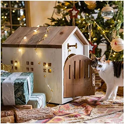 Wooden Universal Pet Litter, High-Grade Pet House, Cat House with Ventilation and Door Fan, Indoor and Outdoor Small Dog Teddy Bichon Dog House, House for Pets
