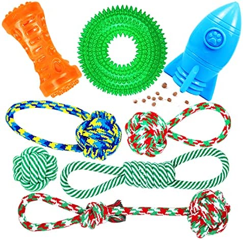 XL Dog chew Toys for Aggressive Chewers. Dog Toys Set with Dog Chew Toys. Puppy Teething Chew Toys. Interactive Dog Rope Toys Pack. Puzzle Dog Squeaky Toys for Small Large Dogs. .