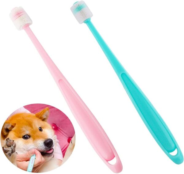 2Pack Small Dog Toothbrush Small Dog & Cat Toothbrush 360 Degree Soft Silicone, Cat Dental Care Soft Nanometer Puppy Tooth Brush Easy to Handle, Deep Clean