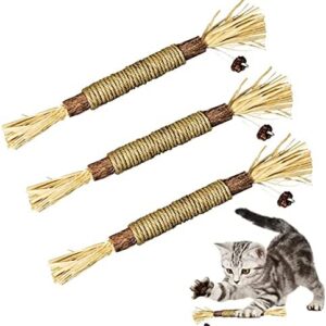 3 Pack Silvervine Sticks Cat Toys for Indoor Cats Interactive Silvervine for Cats Catnip Toys for Indoor Cats Chew Toy for Cat Teeth Cleaning Kitten Teething
