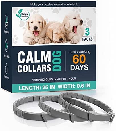 3 Packs Calming Collar for Dogs, Anxiety Relief Pheromone Calming Collars Up to 60 Days Efficient Relieve Stress&Relax for Small Medium Large Dog Comfortable Collar Breakaway Design Gray 25 Inches