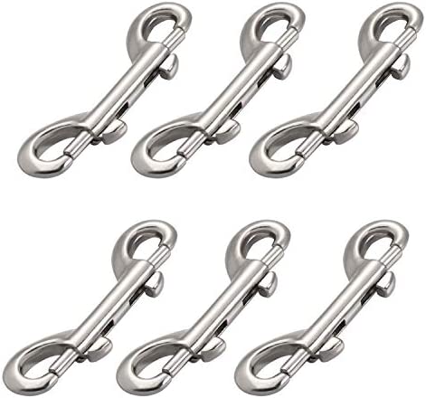 6 Pack Double Ended Bolt Snaps Hook,Zinc Alloy Hook Metal Clips for Dog Leash,Key Chain,Horse Tack,Pet Feed Buckets,Garage Use, Nickel Plated, Nickel Plated,Silver