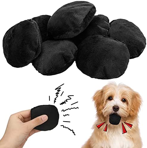 8 Pcs Christmas Coal Plush Dog Toy Chew Toys Animal Stuffed Dog Toys for Aggressive Chewers Squeaky, Pet Toys with Squeakers Interactive Dog Squeak Toys Dog Gifts for Large Dogs Small Medium Puppy