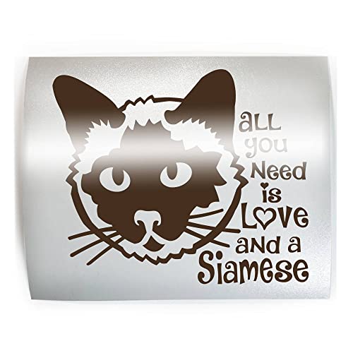 ALL YOU NEED IS LOVE Siamese Cat #1 - PICK COLOR & SIZE - Feline Breed Pet Love Vinyl Decal Sticker M