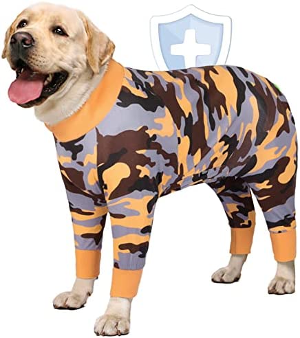 AOFITEE Dog Recovery Suit After Surgery Dog Onesie, Dog Surgical Recovery Shirt for Abdominal Wounds, Camo Dog Pajamas Bodysuit for Medium Large Dog Cone Alternative, Full Body for Shedding, 5XL