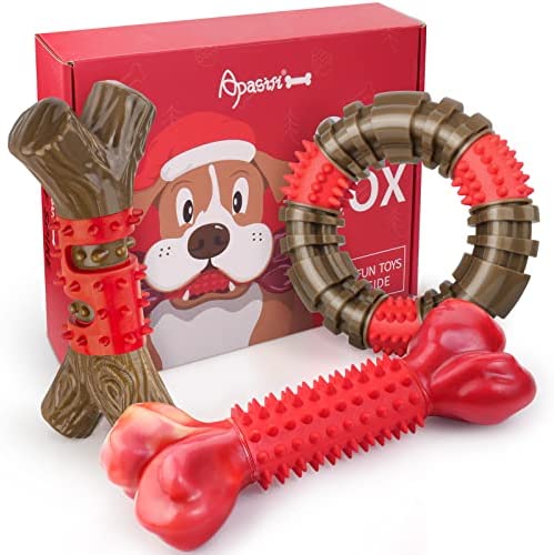 Apasiri Dog Chew Toys for Aggressive Chewers, Durable Dog Toy for Medium Large Breed, Holiday Dog Toys Set, Dog Toys Bulk Large Dogs Aggressive Chewer Gift