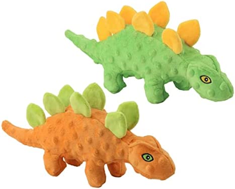 CPYOSN Dog Squeaky Toys Dinosaur - Durable Crinkle Plush Dog Toys for Puppy Teething, Interactive Dog Chew Toys for Small, Medium and Large Dogs, 2 Pack