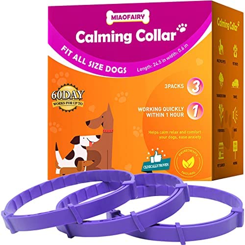 Calming Collar for Dogs - 24.5 Inches Adjustable Pheromone Collar - Separation Anxiety Relief Dog Calming Collars with 60 Days Long Lasting Calming Effect for Large Medium and Small Dogs (3 Pack)