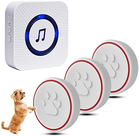ChunHee Dog Doorbell for Potty Training Wireless Training Door Bells for Dog Cat Puppy, 3 Waterproof Touch Buttons, Dog Doorbells for More Puppies (1 Receiver & 3 Transmitter)