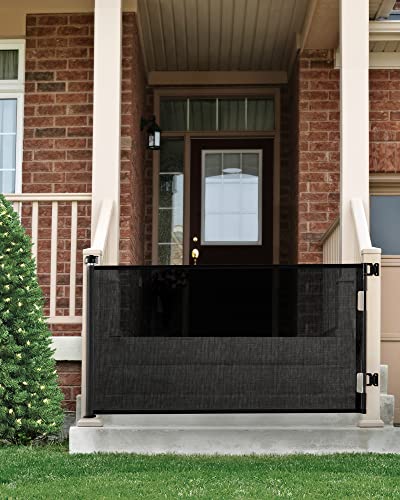 Cumbor Retractable Baby Gates for Stairs, Mesh Pet Gate 33" Tall, Extends to 55" Wide, Extra Wide Dog Gate for the House, Long Child Safety Gates for Doorways, Hallways, Cat Gate Indoor/Outdoor(Black)