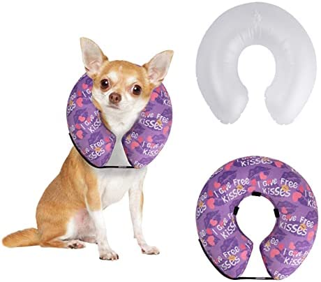 CuteBone Inflatable Dog Donut Collar with Removable Soft Fleece Covers for Small/Medium/Large Dogs and Cats After Surgery GWB06M