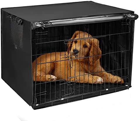Dog Wire Crate Cover Kennel Cover Waterproof Dog Cage Covers with Front Side Openings and a Storage Pocket (48 Inch)