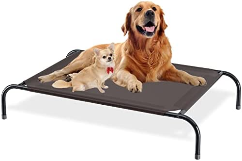 Elevated Dog Bed, Cooling Raised Dog Cot with Washable Mesh, Portable Durable Outdoor Indoor Dog Hammock Bed Fits up to 40-132 lbs, S-XL Size for Large Medium Small Pets