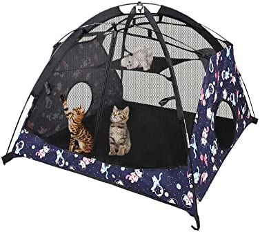 Explore Land Pet Tent - Mesh Cat Play Tent Portable Mesh Play House Enclosure for Cat Rabbit Puppy and Small Animals in Deck Yard Balcony Patio Camping Travel (Only Tent - Space Traveling)