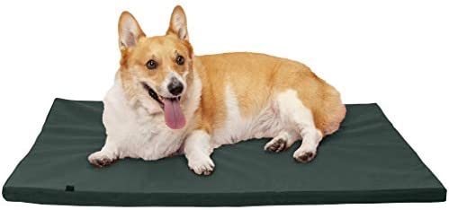 Furhaven Water-Resistant Reversible Two-Tone Kennel Mat Dog Bed - Green/Gray, Large