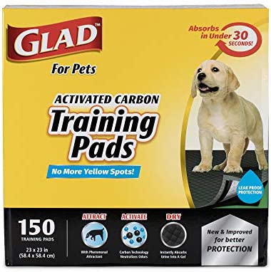 Glad for Pets Black Charcoal Puppy Pads | Puppy Potty Training Pads That ABSORB & NEUTRALIZE Urine Instantly | New & Improved Quality Puppy Pee Pads, 150 count