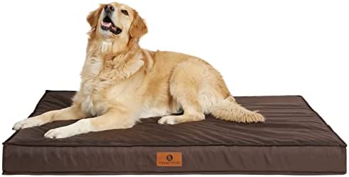 Hygge Hush Outdoor Dog Bed, Washable Dog Bed for Large Dogs, Waterproof Orthopedic Portable Dog Beds with Removable Cover, Non-Slip Bottom Dog Beds (Medium, Brown 30"x20")