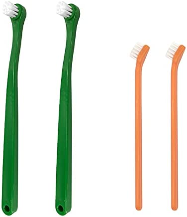 JGocot Dog Toothbrushes for Small Dog Breed, Cat Toothbrush, |Mini Head|Soft Bristle|Cat Dog Toothbrush for Cat and Dogs Under 8 Pound, Pet Toothbrush for Puppy, Cats, Small Breed Dogs-Dark Green