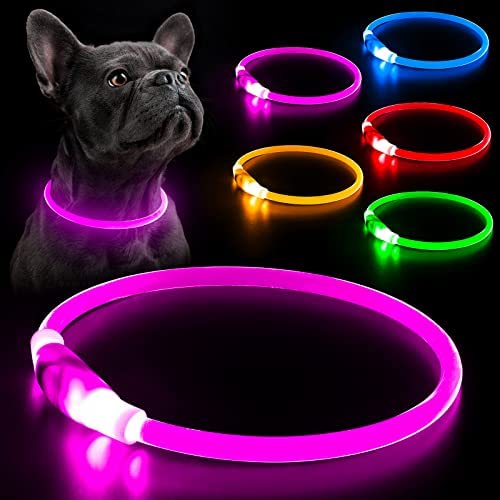 Kpuplol LED Dog Collar USB Rechargeable TPU Light Up Dog Collars Water Resistant Basic Dog Collars Fashion Light up Collar for Small Medium Large Dogs