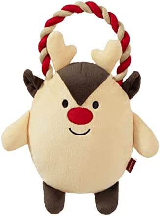Lesure Christmas Dog Toys Reindeer, Interactive Squeaky Dog Toys for Small Medium Large Dogs, Plush Stuffed Tug of War Puppy Toys with Squeakers and Tough Rope