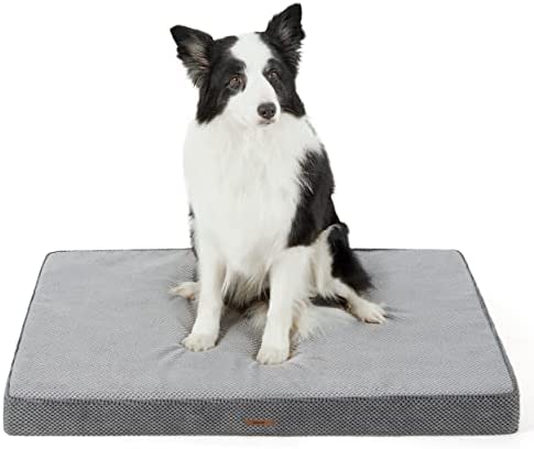 Lesure Memory Foam Dog Bed for Crate with Waterproof Liner for Extra Large Dogs Grey - Orthopedic Washable Dog Bed with Removable Cover & Non-Slip Bottom - Cozy Dog Bed for Pet