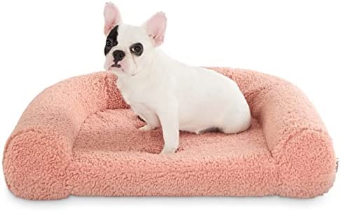 Lesure Memory Foam Dog Beds for Medium Dogs - Calming Dog Bed Orthopedic with Comfy Teddy Sherpa - Pet Bed Sofa with CertiPUR-US® Certified Foam and Removable Washable Cover, Pink
