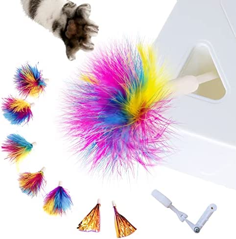 Migipaws Upgrade Rainbow Feather Replacement for Cat Magic Box, 6pcs Rainbow Feather + 2pcs Free Mylar Refills