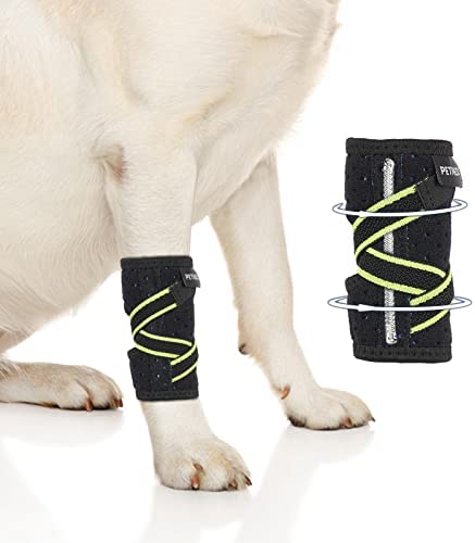 PETNEDO Dog Front Leg Double Compression Brace Wrap Sleeve with Straps & Metal Spring Strips to Stabilize Canine Front Leg Wrist Carpal, Protects Wounds Brace Heals, Prevents Injuries and Sprains-M