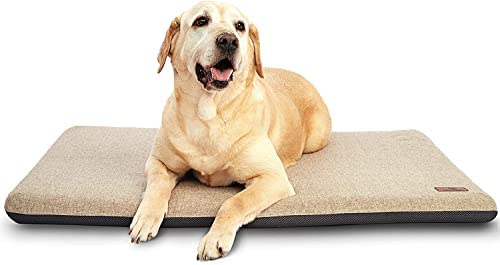 Panku Large 36inch Dog Bed, Dog Crate Pad, Durable Washable Waterproof Bed Crate Mat, Memory Foam Soft Outdoor Crate Bed, Calming Dog Bed (Camel, 36x23x2)
